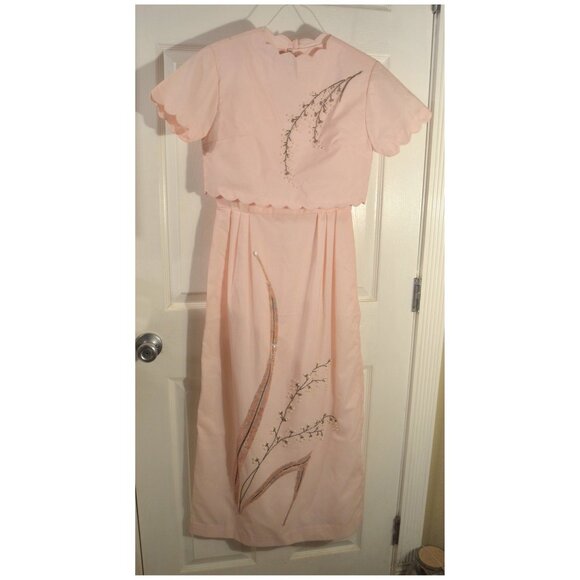 Custom Made Embroidered Pearl Accent 2 pc Dress & Top Outfit Size PXS No Tags/ID - Picture 1 of 7